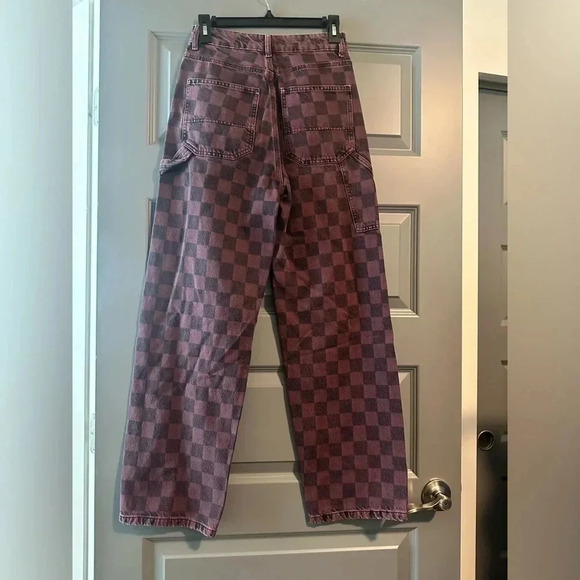 Topshop OS Mom jean in purple check size 4 NWT - Picture 4 of 6